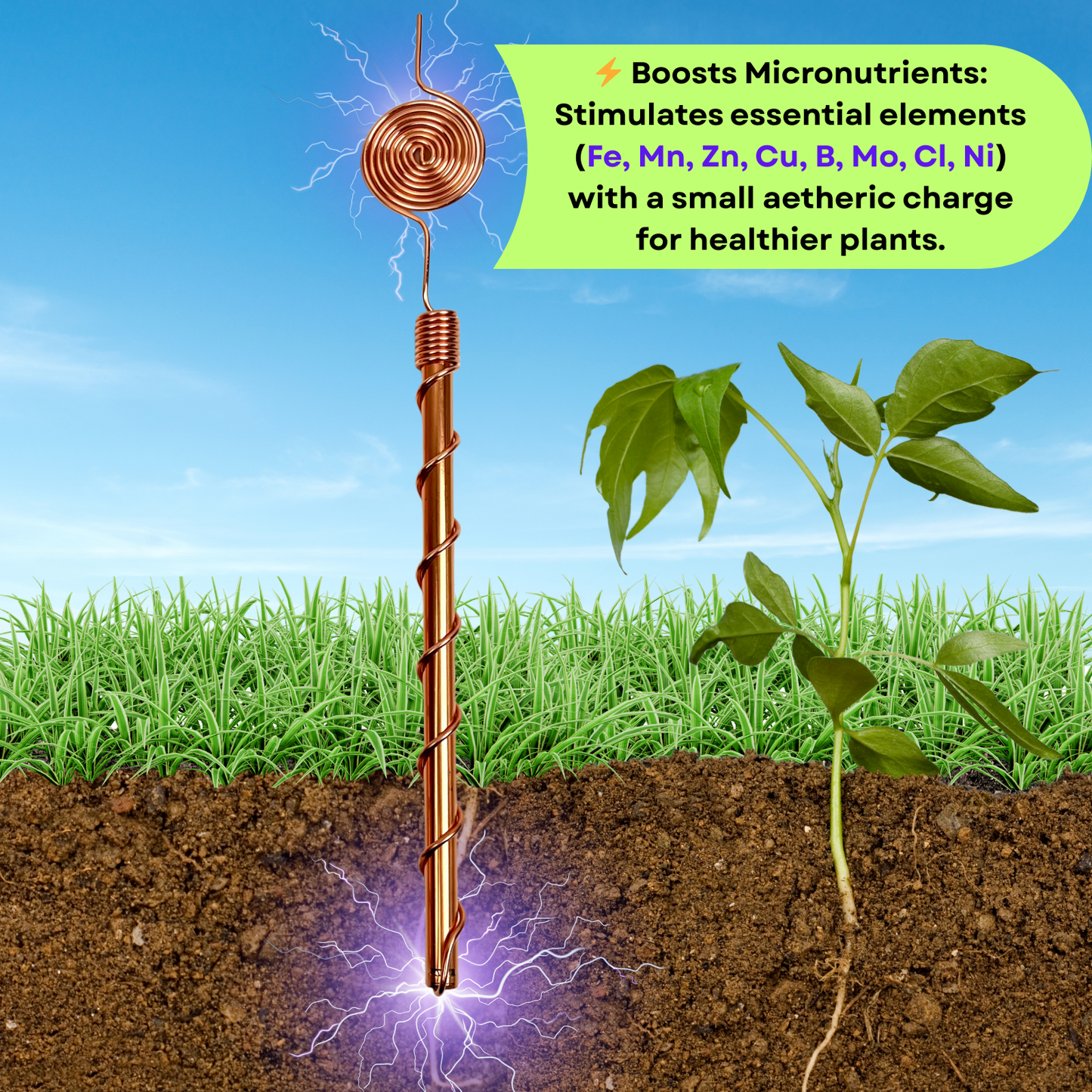 8pack Tesla's Resonance Copper Spiral 369 Electroculture Antenna - Boost Plant Growth and Vitality (1 - box - 8 pcs.)