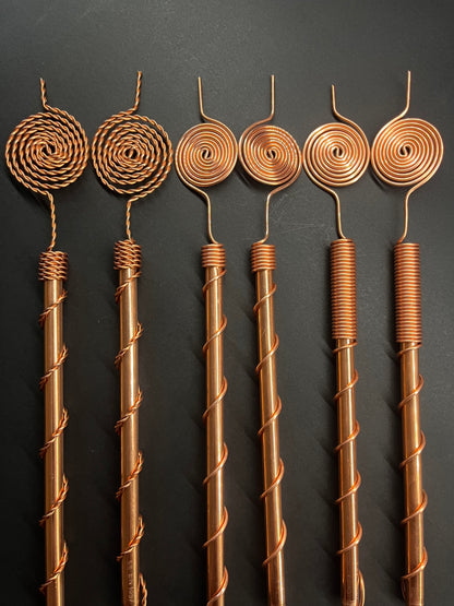 Tesla Exotic Mix Package - 6 Copper Spiral 369 Electroculture Antennas